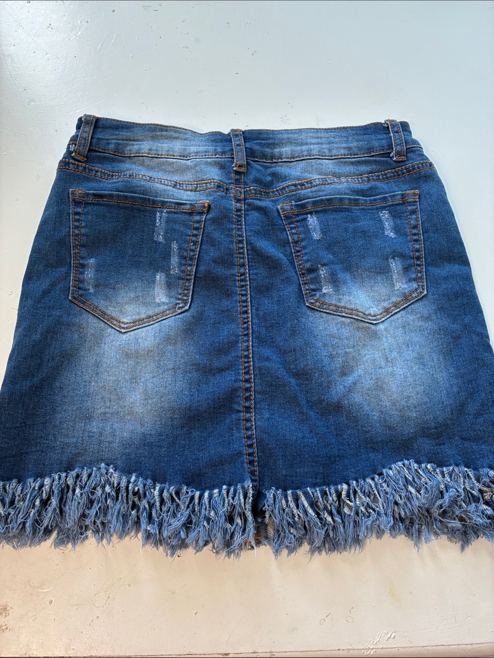 Wax Jeans Small Fringe Medium Waist Denim Jean Skirt - Picture 4 of 5